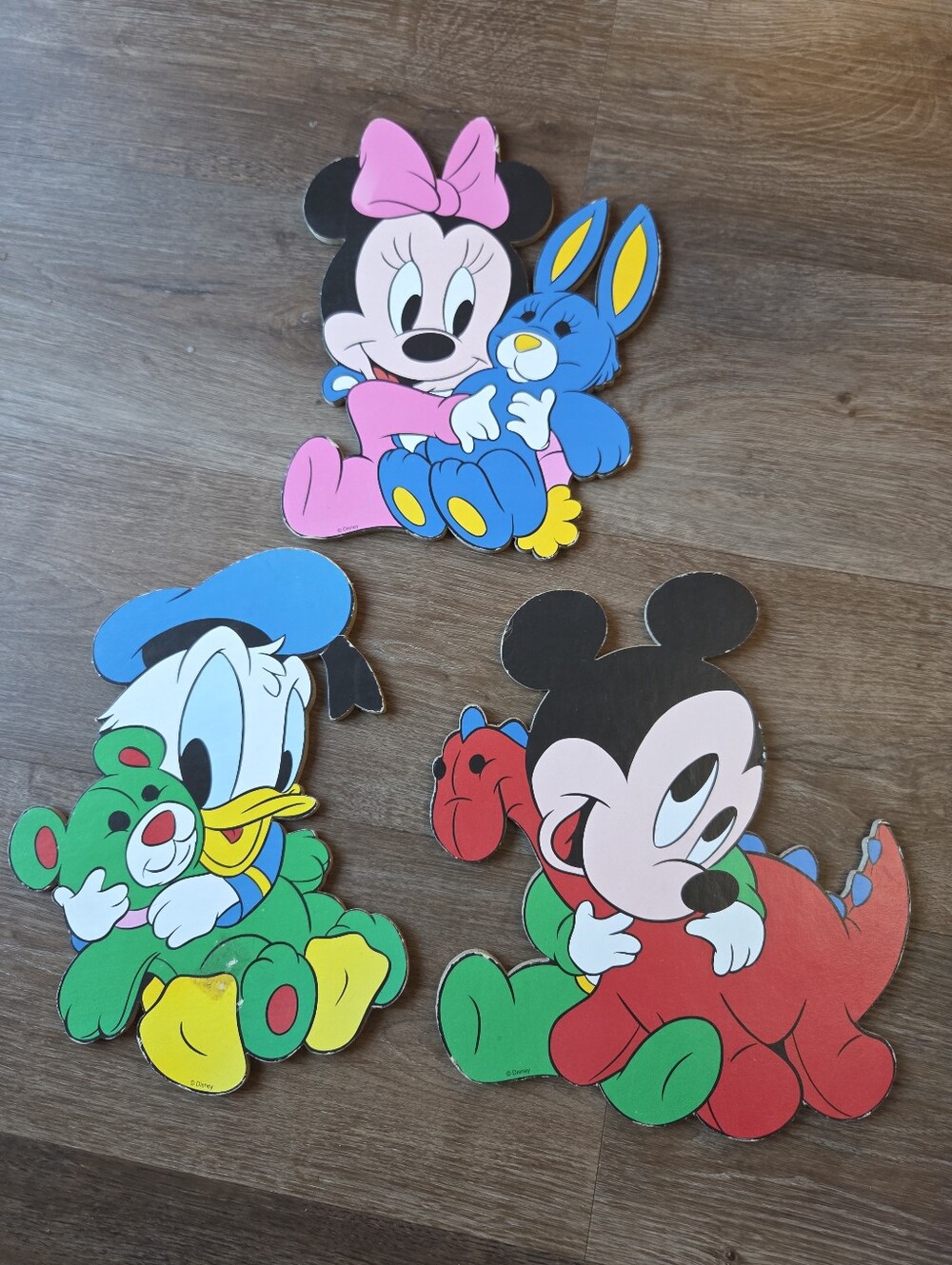 Vintage 80s 90s Disney Mickey & Minnie Mouse Donald Duck Board Plaque Nursery